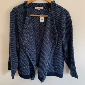 LOFT Blue Textured Knit Cardigan XXL